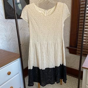 Cream and black lace overlay dress